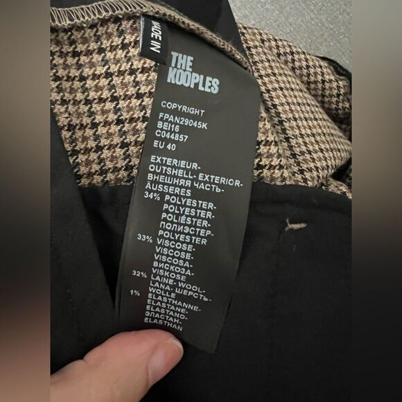 THE KOOPLES Beige Houndtooth Straight Leg Trousers - Picture 8 of 8